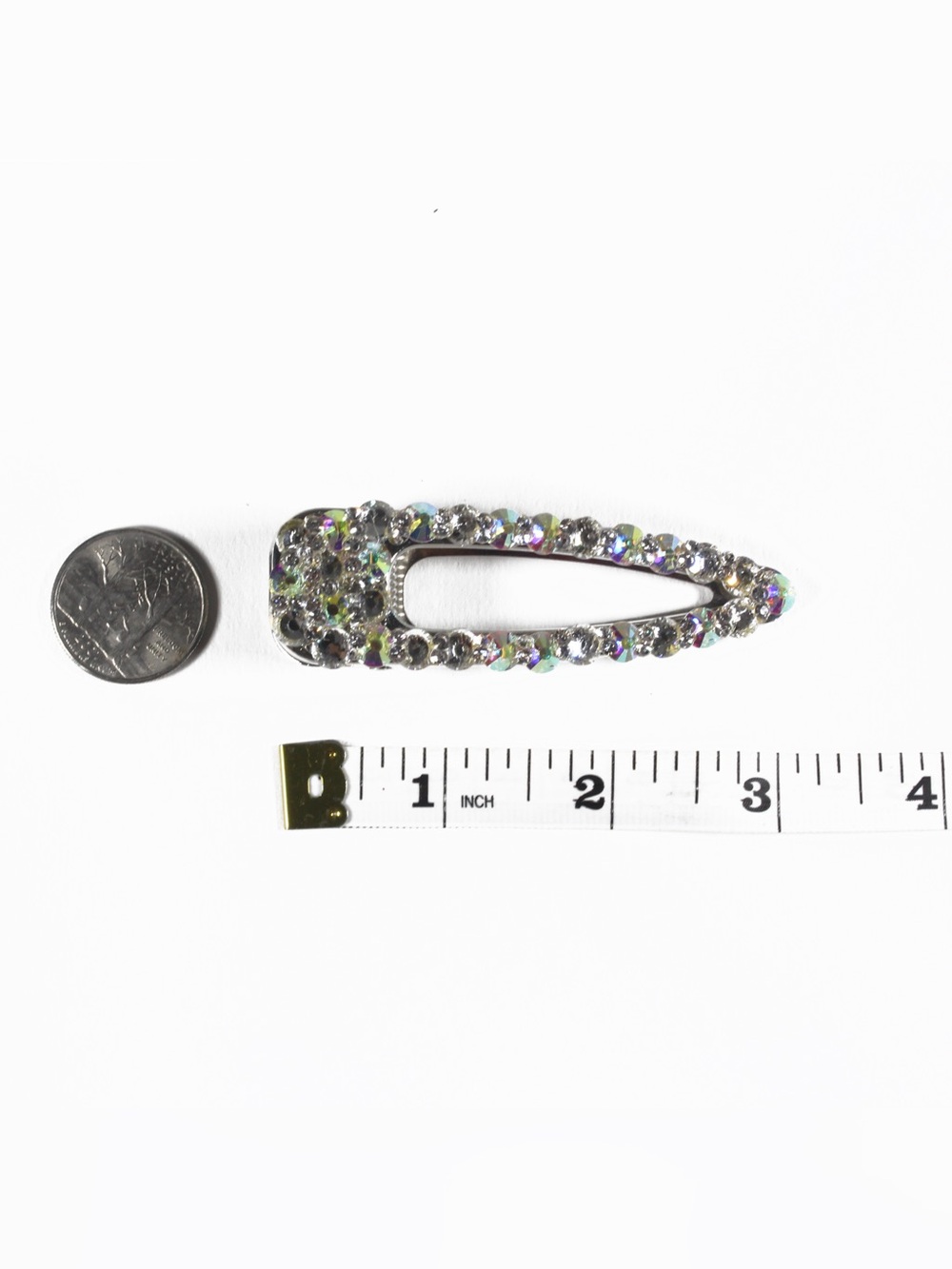 Silver AB Rhinestone Teardrop Hair Clip Barrette